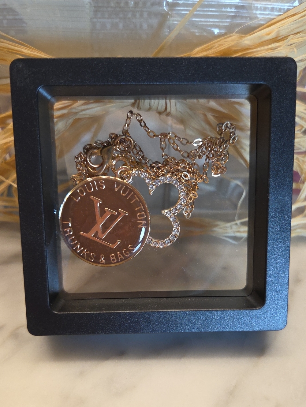 Fashion Louis Vuitton Gold-Tone LV Coin & Pave Clover Necklace